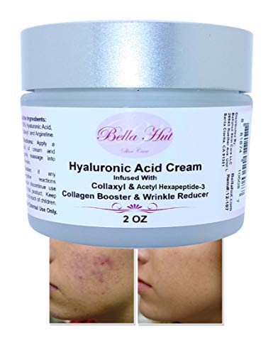 Bellahut 100% Hyaluronic Acid Cream (2 OZ, 16 OZ) Infused With Hexapeptide-9 & Acetyl hexapeptide-3 | Helps to Boost Collagen, Reduce Wrinkle Depth & Length & Fade Acne Scars | MADE IN USA (2 Ounce) image 2