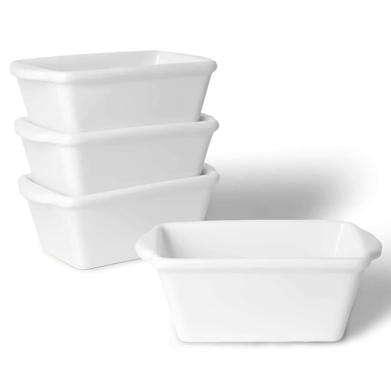 GDCZ Juego de mini moldes para pan, 6.2 pulgadas, 4 piezas de cerámica antiadherente para hornear pan (blanco)