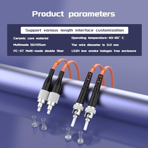 Image of 3Meters 10ft FC /UPC-ST /UPC Multi-Mode Fiber Optic Cable FC to ST OM1 Jumper Optical Patch Cord Duplex 62.5 /125um Orange FC-ST
