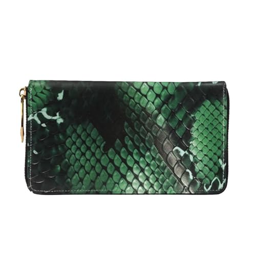 Green Snakeskin Women Wallets Leather Zip Around Clutch Purses Waterproof Credit Card Holder With Phone Holder Ladies Travel Coin Purse2