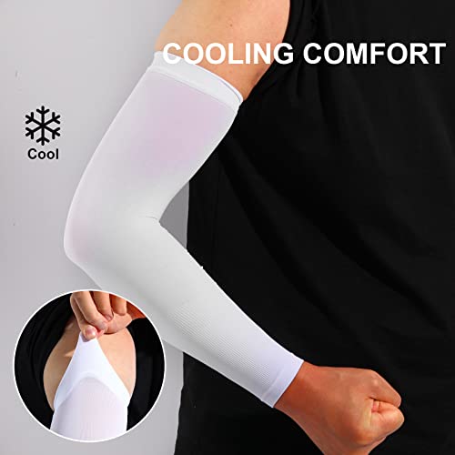 2-Pairs Arm Sleeves For Men And Women - Tattoo Cover Up - Cooling Sports Sleeve-White #TOP2