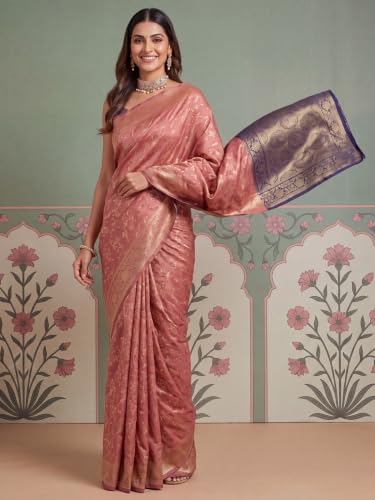 Image of AKHILAM Women's Multicolor Litchi Silk Ethnic Motif Print Saree With Unstitched Blouse Piece|sarees for women | litchi silk sarees