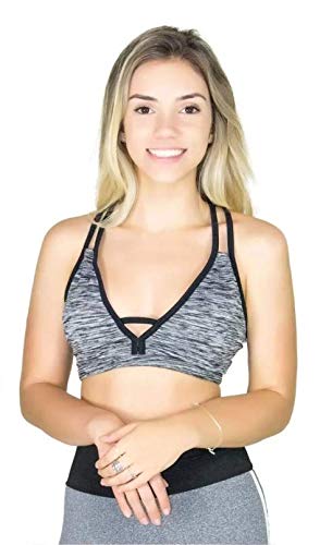 Top Riscado Fitness de Academia Esporte Feminino Com Bojo (Cinza, G)