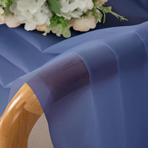 Image of OWENIE Sheer Curtains 54 Inch Length 2 Panels Set, Royal Blue Clear Sheer Short Curtains for Small Window, Light Filtering Rod Pocket Curtain Sheers, 2 Pcs 84 Width 54 Long, Royal Blue