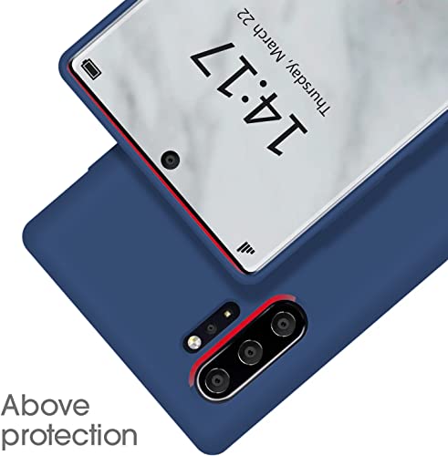 Image of DIZORO Liquid Silicone Case with Microfiber Cushioning Compatible for Samsung Galaxy Note 10 Plus Shockproof Slim Back Cover, Gel Rubber Full Body Protection - Blue