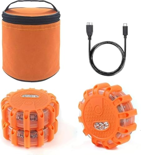 Girofaro LED inalámbrico con indicador de advertencia de coche y indicador de alerta intermitente vec 9 modos de flash,Girofaro LED magnético - resistente al agua,para coche recargable Usb 3pcs