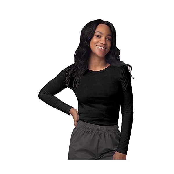 Sivvan-3-Pack-Womens-Comfort-Long-Sleeve-T-ShirtUnderscrub-Tee Sivvan Scrubs for Women - Long Sleeve Comfort Underscrub Tee 3-Pack - S85003 - Black/Dark Marl Grey/White - S