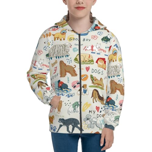 Dogs Funny Pets Kid Hoodies Boys Zip Up Sweatshirts Girls Pullover with Pocket3