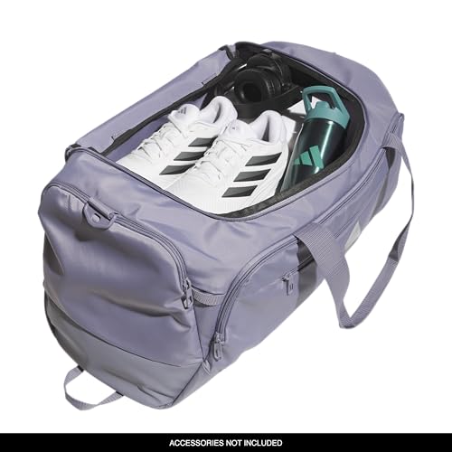 Image of adidas Defender 5 Duffel Bag for Sports, Gym and Travel, Slate Grey /Silver Metallic, OSFA