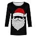 Women's Black Christmas Shirts 2025 Fashion 3/4 Sleeve Tunic Tops Casual Crewneck Santa Snowflake Gnome Print Blouses