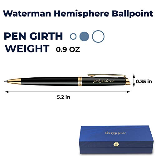 Dayspring Pens Personalized Waterman Pen | Engraved Waterman Hemisphere Lacquer Black With Gold Trim Ballpoint Pen. Luxury Gift Pen. Custom Engraved #TOP6