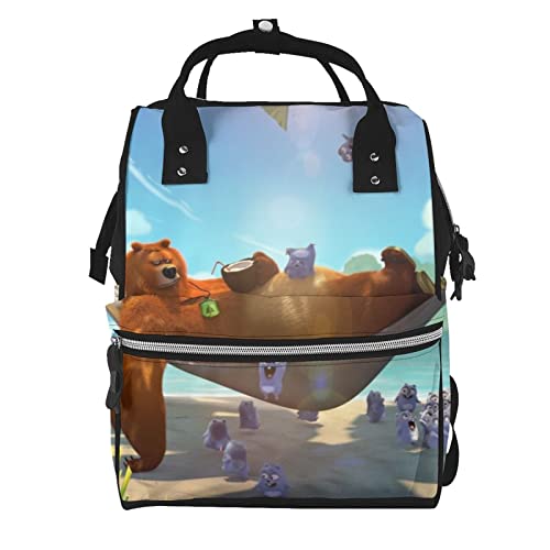 Hdadwy Grizzy and The Lemmings Bolsa de pañales, mochila para pañales, bolsa multifunción de gran capacidad, mochila informal, mochila de viaje para lactancia, mochila para pañales