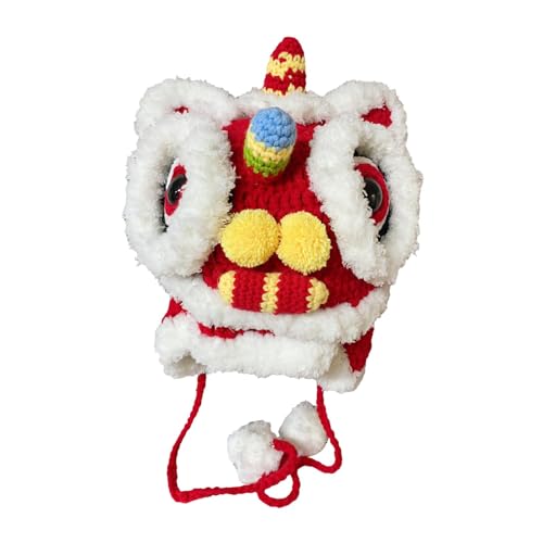 Garende Lion Dance Headgear for Cold Weather with Ear Coverage, L