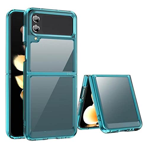 Coque Samsung Z Flip 4 coque silicone acrylique premium transparente bleu clair
