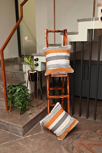 Image of TIB Premium Boho Decorative Throw Cushion Covers, 16 x 16 cm, Set of 2, Cotton. (Multi Lines)