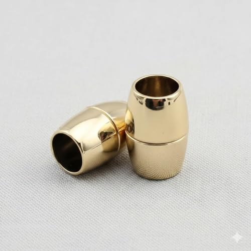 Image of Beadsnfashion 10 Pcs Oval Magnetic Leather Cord Connectors Clasp 16x8 mm, 4.75mm Hole Size- Gold Finish | Premium Magnetic Clasp for Jewellery Making, Bracelets & Necklaces | Essential Jewelry Findings for DIY Crafting