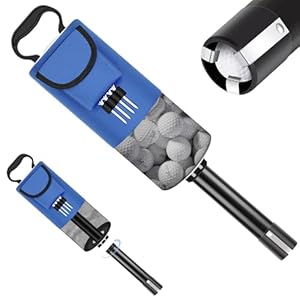 Golf Ball Retriever, Shag Bag for Golf Balls with Detachable Plastic Tube, Golf Balls Shagger Grabber, Ball Collector, Golf Ball Shagger with Pocket & Tee Holder