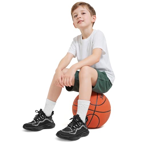 runside boys girls sneakers lace up kids tennis shoes for walkingrunning lightweight breathable gym shoes outdoor little kidbig kid