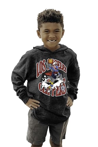 Los Angeles Clippers NBA Officially Licensed Youth Tri-Blend Hooded Long Sleeve T-Shirt Slam Mascot Black, Small