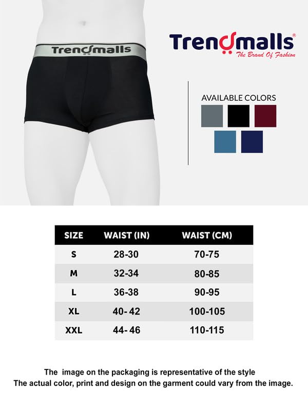Image of TRENDMALLS Men's Birla Micromodal Regular Fit Solid Men Underwear Trunks with No Marks Waistband