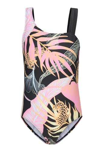 Girls One Piece Swimsuits Hawaiian Floral Bathing Suit for Kids Girls Summer Swimwear with Wide Straps 3-16 Years