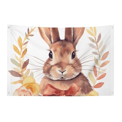 Drapeau de jardin saisonnier et décoration de maison de printemps lapin
