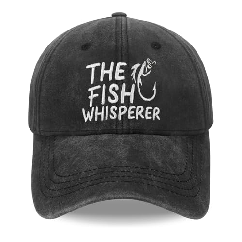 XIAOSLMP Fishing Hat for Men Women, Funny Gifts Embroidered Adjustable Cotton Washed and Distressed Baseball Cap Black
