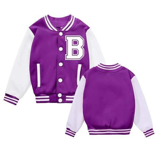 Image of BAICAIYU Kids Baseball Jackets Boys and Girls Varsity Coat Buttons Cardigan Letter Sport Letterman School Jacket