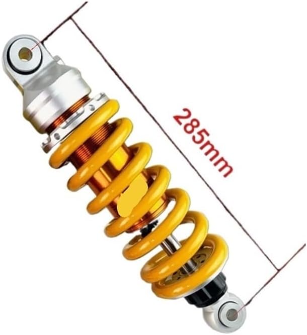 Universal Motorcycle Shock Absorber for with 285mm Suspension Hydraulic Oil and Adjustment(Yellow 285mm)