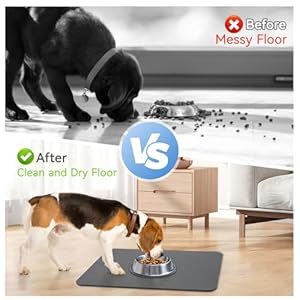 Stone Drying Mat for Dog Bowls, 2 Pack Pet Feeding Mat Water Absorbent Stone Drying Mat for Dog Water Bowl Non-Slip Natural Diatomaceous Earth Stone Mat for Pet Bowls & Kitchen Counter, Gray