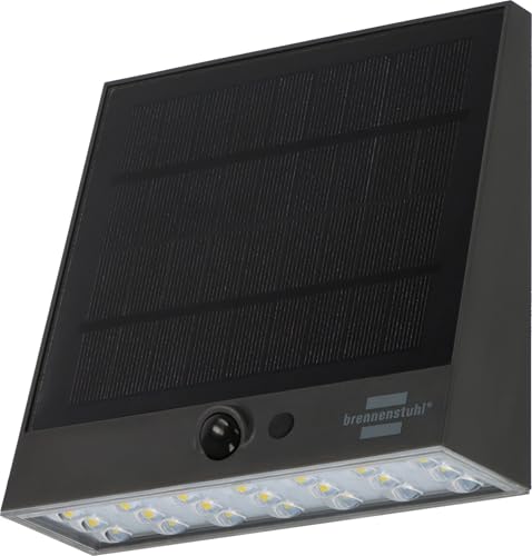 Brennenstuhl Solar LED Strahler SOL 1000 Plana/LED Wandleuchte für außen mit Bewegungsmelder (Solarlampe IP54, 1000lm, 4 verschiedene Licht Modi,...