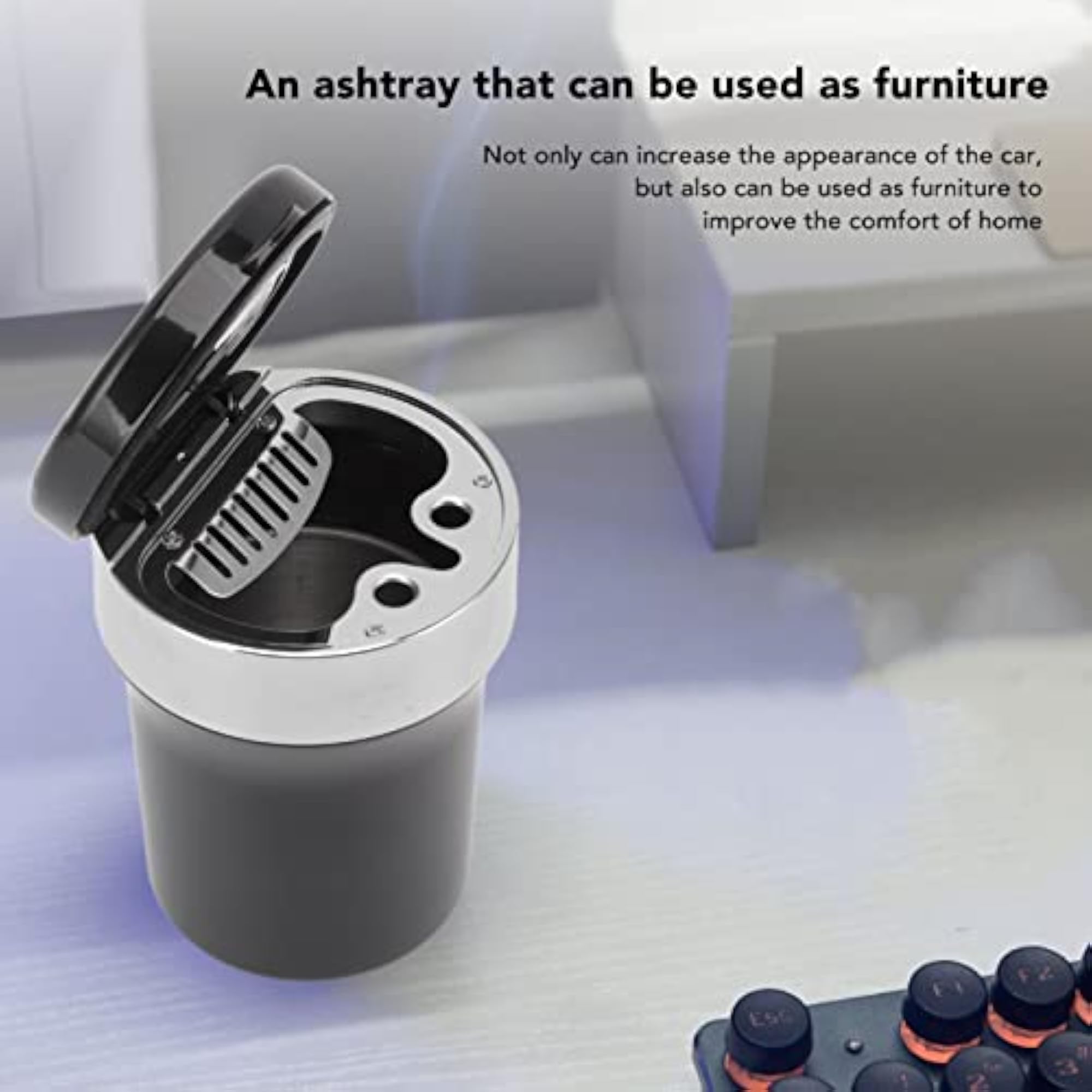 Mini Car Ashtray with LED Light Clock