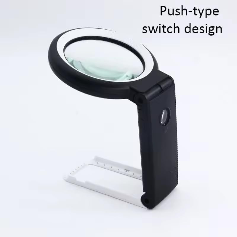 Portable Handheld Magnifying Glass with LED Lights Foldable Desktop Magnifier 10X/30X Reading