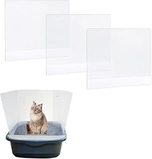 Dpucle 3Pcs Cat Litter Box Pee Splash Guard for Open Top Cat Litter Box, High Sided Cat Litter Box Pee Shields are Reusable and Easy to Clean (Litter Box Not Included)