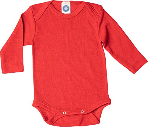 Justaucorps bébé Cosilana rouge en laine et soie pour protéger la peau sensible du froid