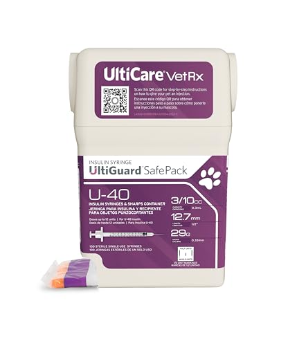 UltiCare VetRx U-40 UltiGuard Safe Pack Pet Insulin Syringes (29g 3/10cc 1/2
