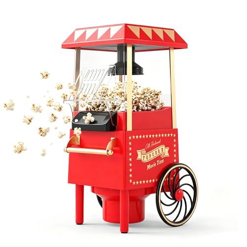 GIANTEX Palomitero Eléctrico, 1200 W Máquina de Palomitas de Maíz de Aire Caliente con Vaso Medidor, sin Aceite ni Mantequilla, Palomitera de Mesa Portátil con Diseño Retro para Fiestas Cine Hogar