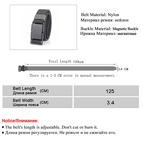 Ceinture pour homme avec boucle magnétique en métal à dégagement rapide, résistante à l'usure, ceinture tactique décontractée en nylon (Couleur: C, Taille: 125cm)
