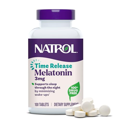 Natrol Melatonin 3 Mg Time Release Dietary Supplement to Minimize Wake Ups Nighttime Sleep Aid 100 Tablets Up to a 100-Day Supply