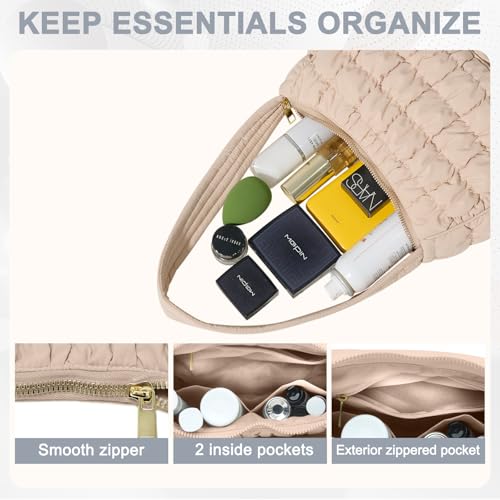 Image of Puffer Tote Bag, Small Tote Purse Lightweight for Everyday Hobo Handbag | quilted nylon, crescent puffy, soft & stylish, easy match, work /travel, roomy