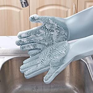 Hriman Silicone Cleaning Hand Gloves for Kitchen Dishwashing and Pet Grooming, Washing Dish, Car, Bathroom (Multicolour) 1 pair -1 (B09NFNPW6N) Amazon Price History, Amazon Price Tracker
