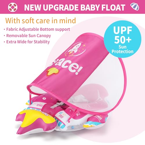 Swimbobo Baby Pool Float Inflatable Spaceship Infant Swim Float with Cloth Safety Seat Pool Toys for Kids 6-36 Months(Red, Large) — view 2