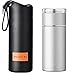 UKKD Tazza Termica 316 Thermos In Acciaio Inox Di 500Ml Viaggi Thermos Tazza Tumbler Isolante Tumbler Boccetta Flacone Di Acqua Bottiglia Di Acqua Termocup-250Ml,Silver With Bag
