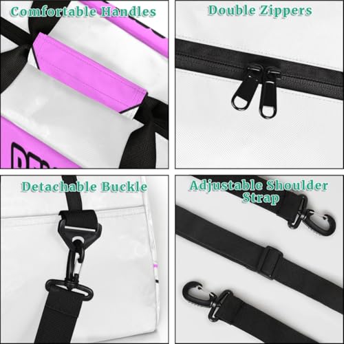 Personalized Cheer Bag Sport Duffel Bag for Girl, Custom Kids Gym Bag, Customize Travel Duffle Bag with Name, Overnight Weekender Bags,Pink Black Lines, Cheerleading Gifts354