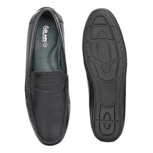 Image of Octa marc Men's Genuine Leather Loafer Shoes | Natural Rubber Sole with Soft Cushioned Insole | Classic Slip-On Design for Office, Party, Formal & Casual Wear