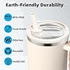 30 oz Cream White Leak Proof Lid for Stanley Cup Accessories with Flip Straw, 2PCS Spill Proof Lid Replacement, No Spill Cup Top for Stanley Quencher School Water Bottle Lid (2 Pack-White)