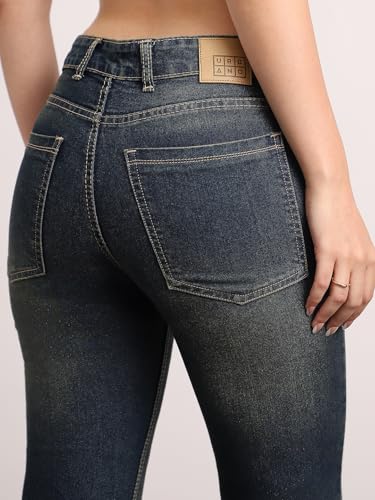 Image of Urbano Fashion Women's Mid Rise Bootcut Washed Jeans Stretchable