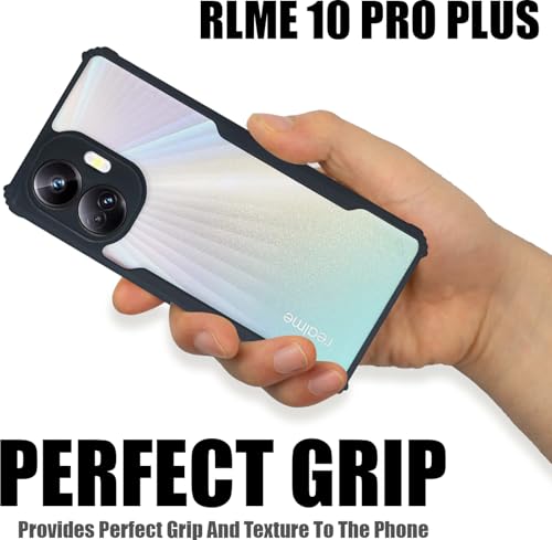 Image of AIBEX Crystal Clear Back Cover Case for Realme 10 Pro Plus 5G | 360 Degree Protection | Shock Proof Design | Transparent Back Cover Case (PC & TPU, Black Bumper)