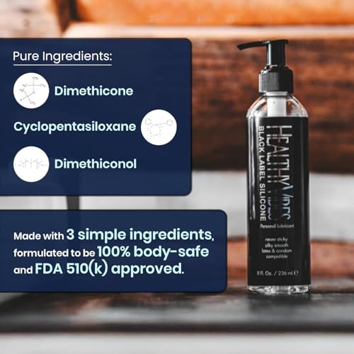 Image of Healthy Vibes Silicone Based Lube 32 oz for Latex Condoms & Hard Sex Toys, Long Lasting Easy Clean Gel Lubricant w /Hand Pump, Sexual Personal Privacy Enhancer for Men Women Couples Anal Lubrification