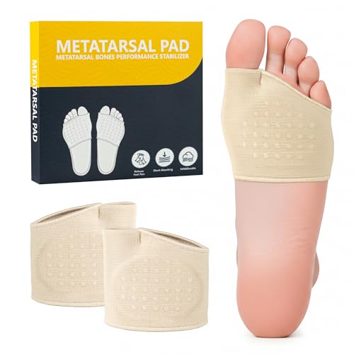 2 PCS Metatarsal Pads for Women and Men - Ball of Foot Pain Relief Cushion with Gel Pad,Foot Pads for Morton's Neuroma & Metatarsalgia Support (Beige, OSFA)